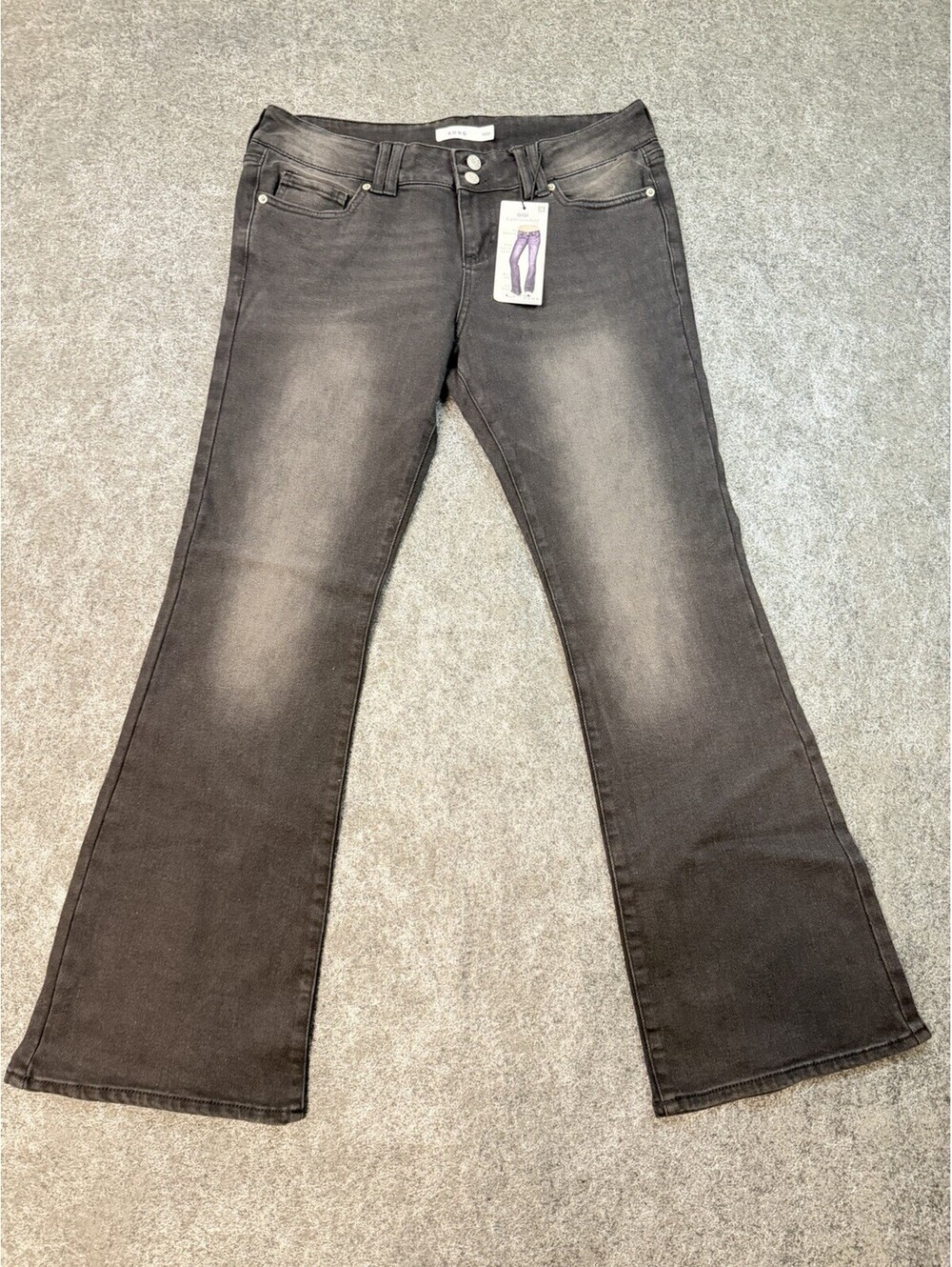 S.O.N.G. Gigi Super Low Boot Jeans Womens 13/31 Gray Stretch Flare Y2K NWT